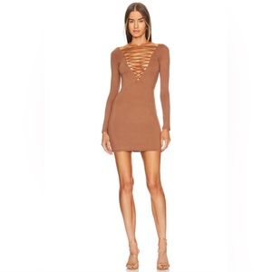 Michael Costello x Revolve Caramel Brown Minidress Size L